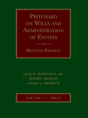 cover image of Pritchard on the Law of Wills and Administration of Estates